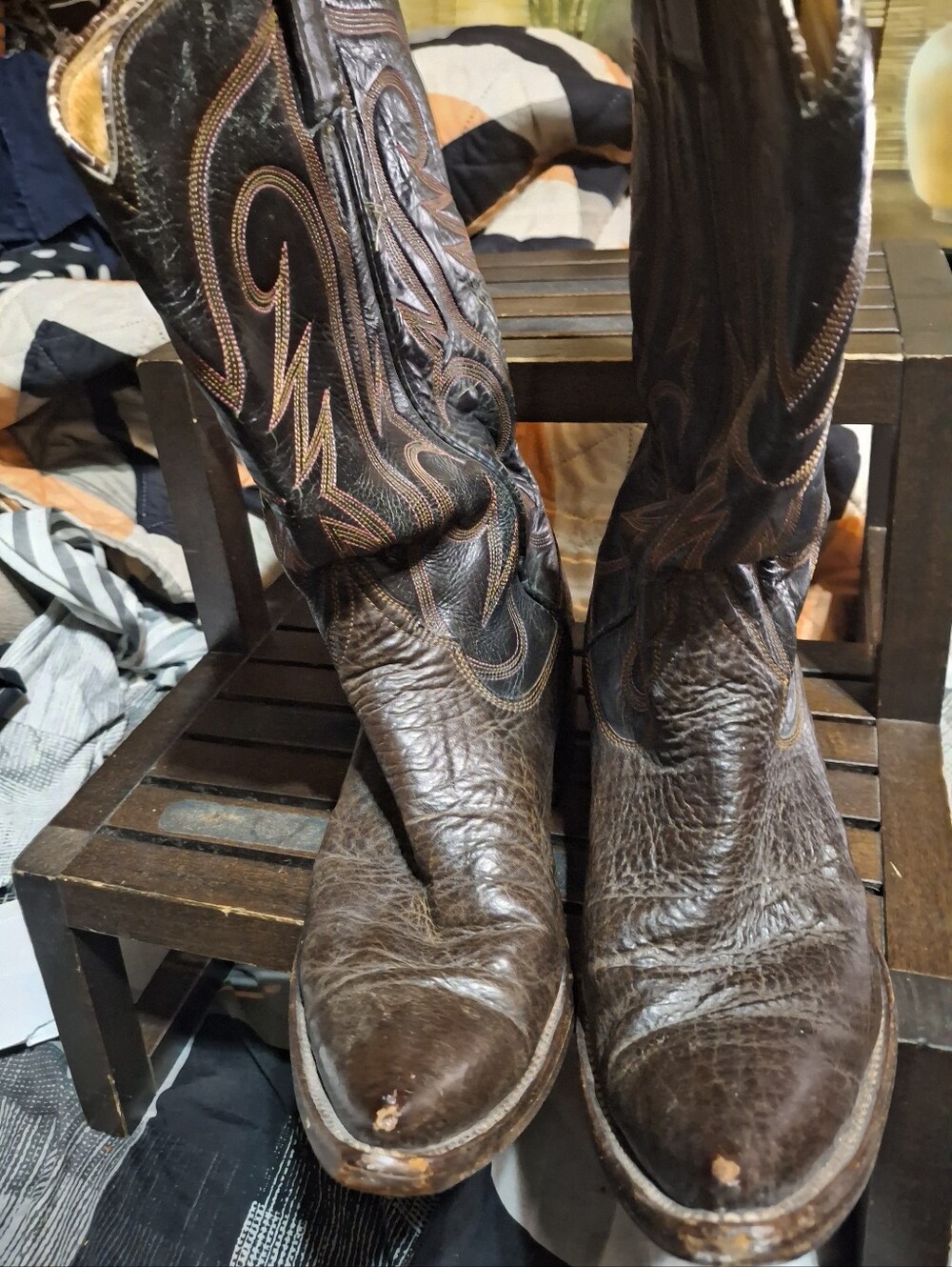 Unisex Brown Leather Western Cowboy Boots